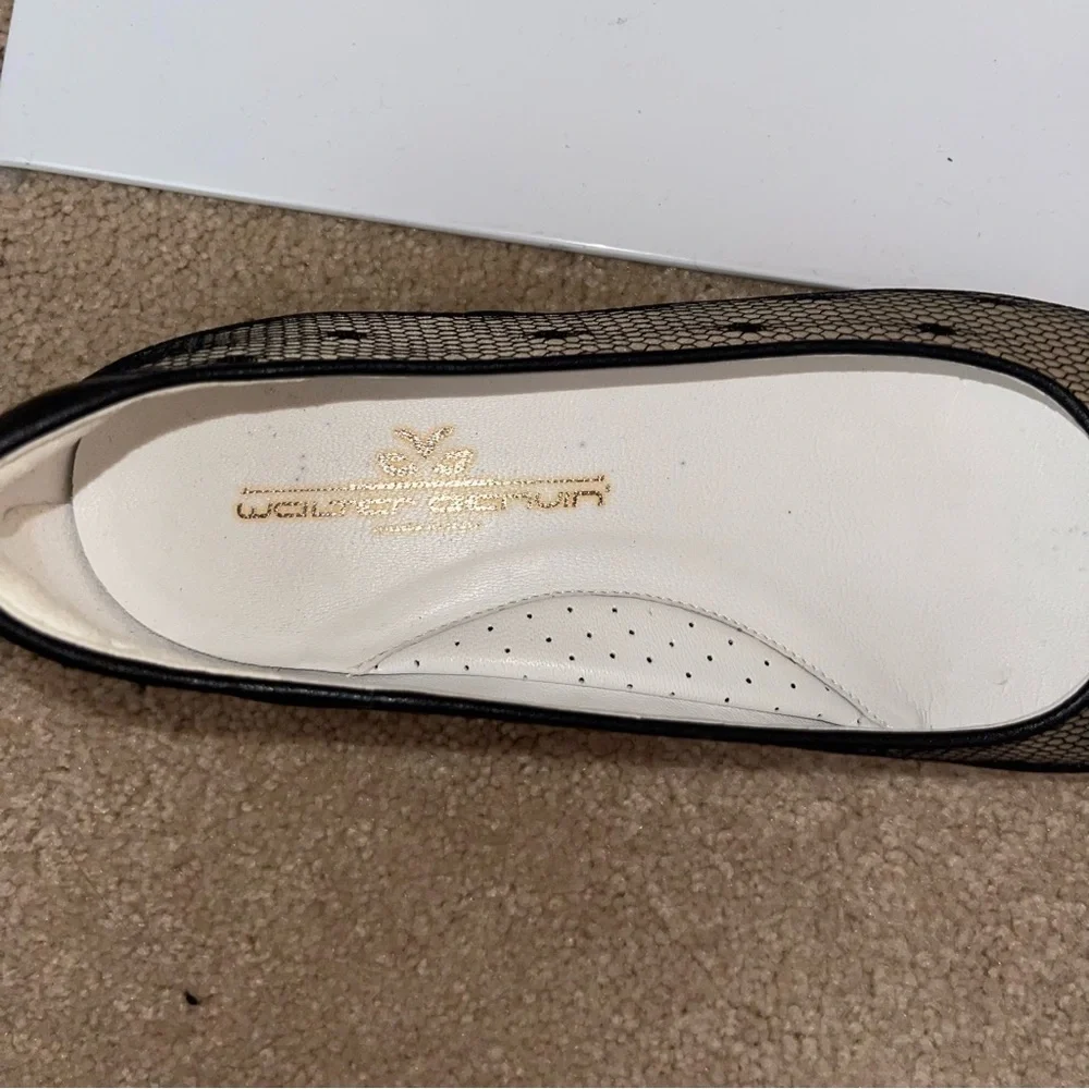 Walter Genuin Black Mesh Polka Dot Ballet Flats